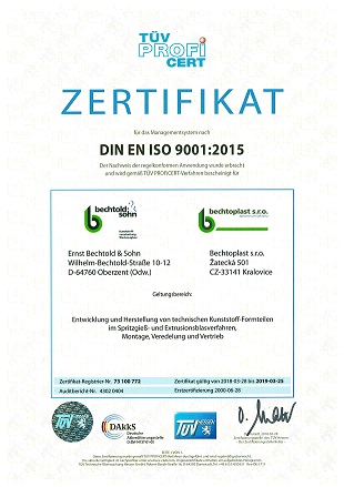 Zertifikat 9001 2015